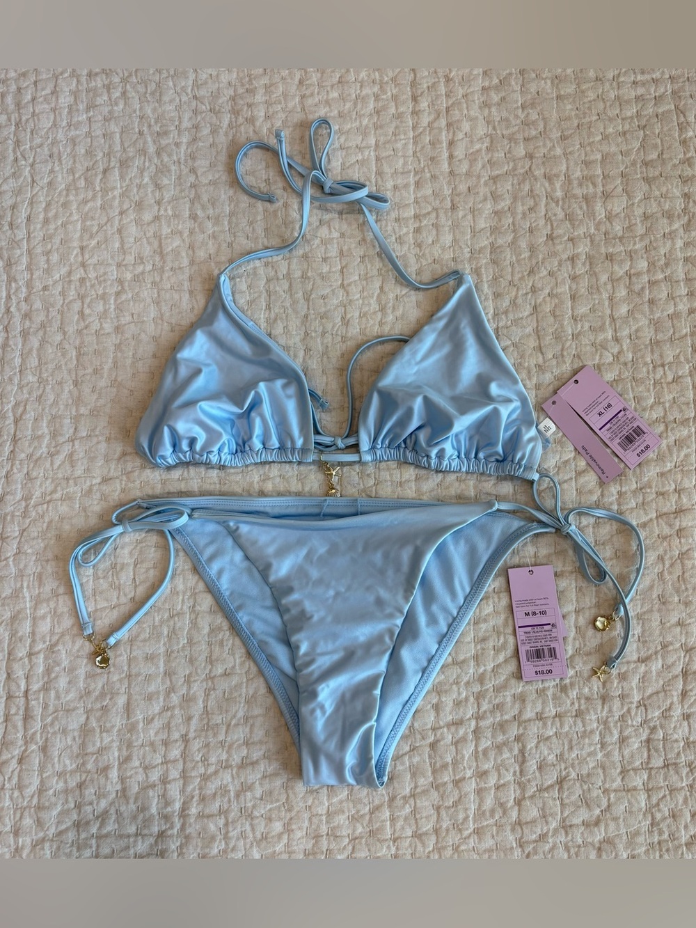 NEW wild fable Light Blue Triangle String Bikini Set